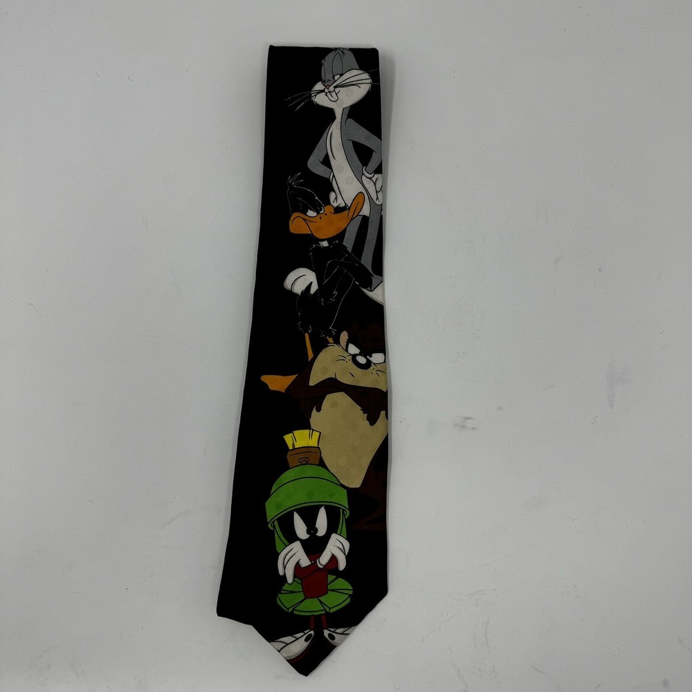 Looney Tunes Mania Tie Men Vintage 1996 Bugs Bunny Daffy Duck Taz Marvin Necktie